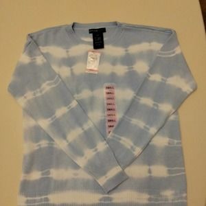 Design Story Light Blue White Cotton Blend tie dye Sweater  women size small